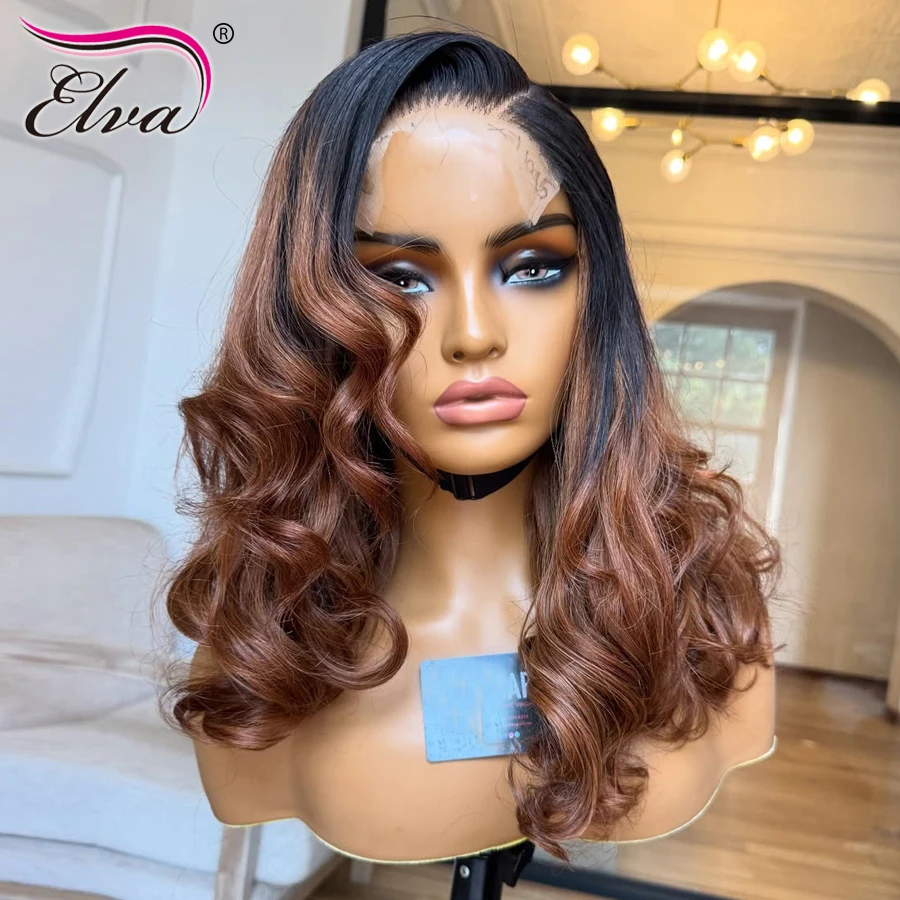 مزدوج تعادل 13X6 HD الدانتيل الباروكة الأمامية فضفاض موجة 5x5 الدانتيل إغلاق شعر مستعار أومبير براون الملونة خصلات الشعر المستعار الإنسان جاهزة للذهاب #3