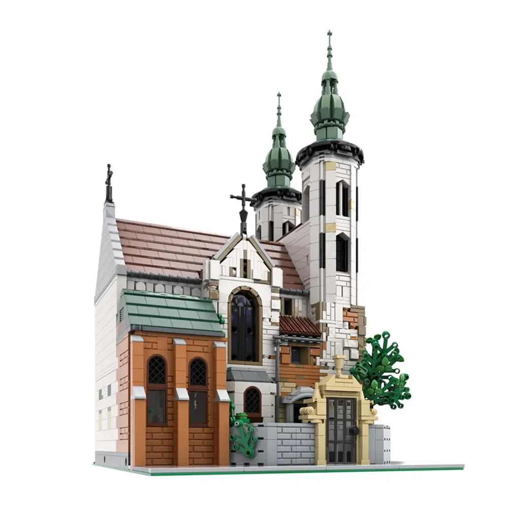 MOC-124447 Model Kościoła Andrzeja z Bloczków, Modularny Średniowieczny Kościół Andrzeja, Architektura, Widok Ulicy, Klocki, Zabawki DIY, Prezenty