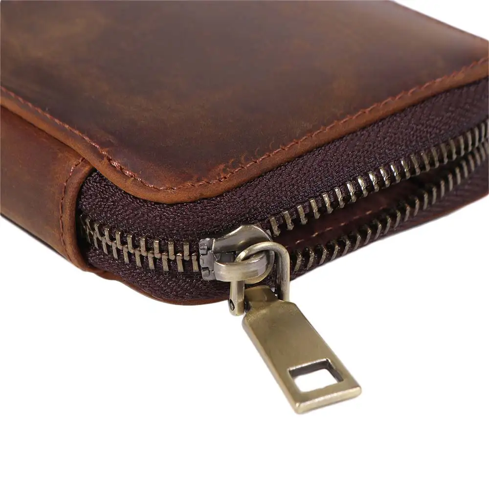 Handmade Leather Genuine Leather Pencil Case Vintage Style 4 Slots Design Pen Case Crazy Horse Leather Fountain Pen Bag