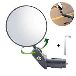 Motorcycle Round Auxiliary Rearview Handlebar End Mirror 360° Rotation Wide Angle Adjustable Convex Mirror Moto Accessories 1Pc