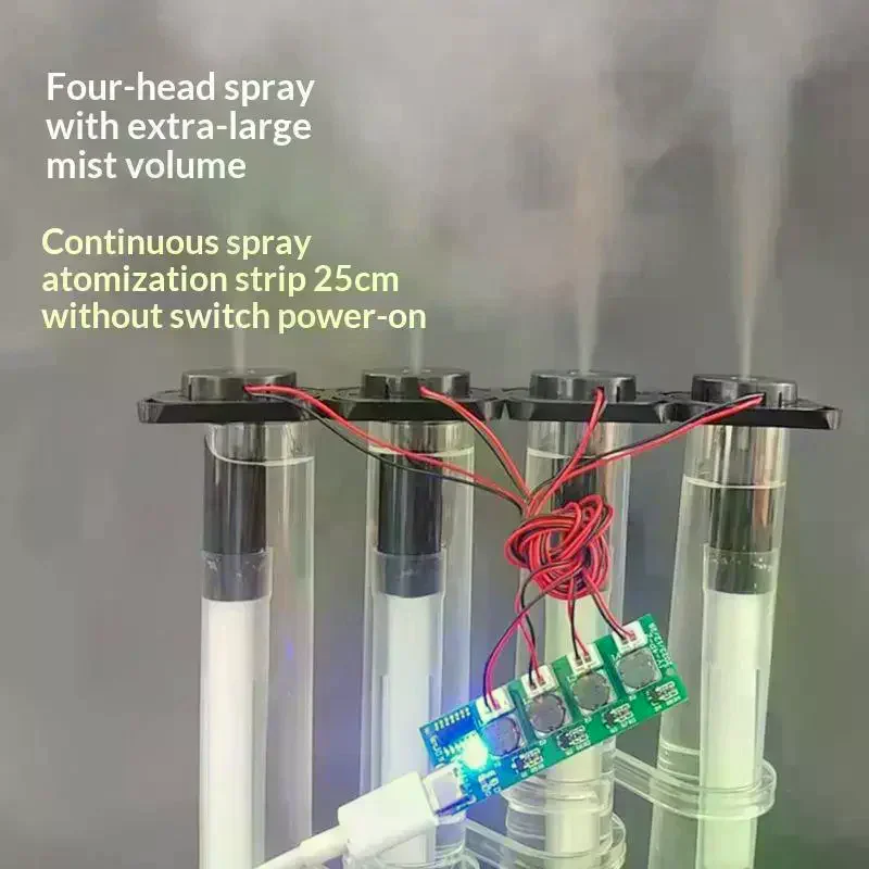 1 Set DIY Ultrasonic Nebulizer DC5V Unswitched 4 Spray Humidifier Module Atomization Control Board Type-C Interface Mist