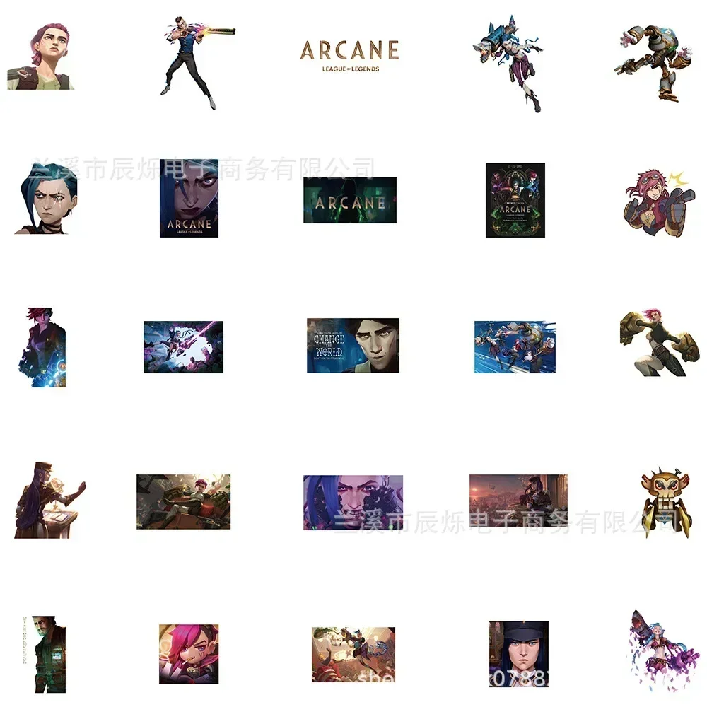 50/30/10PCS Game Arcane League of Legends Game Stationery Stickers PVC Laptop Luggage Helmet Windows Graffiti Decals for Kid