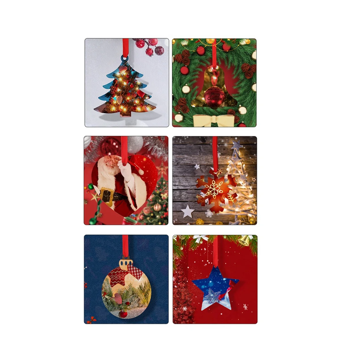 10Pack Sublimation Christmas Blanks , Blank Aluminum Board Ornaments White Blank Ornaments for DIY Christmas Day C