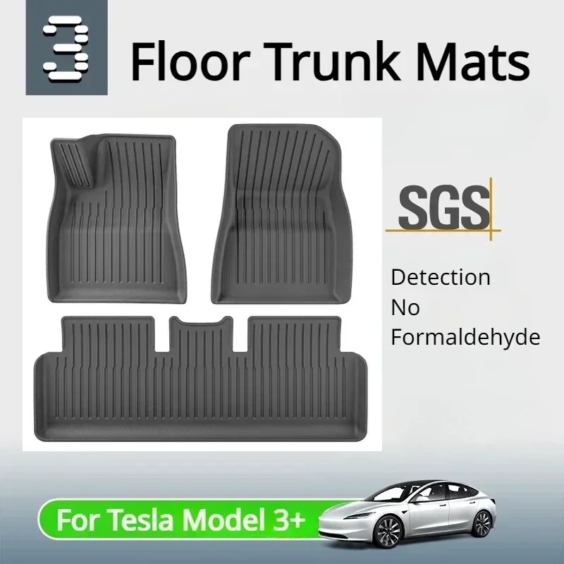 Car Floor Mats for Tesla Model 3 Highland 2025 Waterproof Non-slip TPE Left Right Driving Floor Liner Anti Dirty Pad Accessories