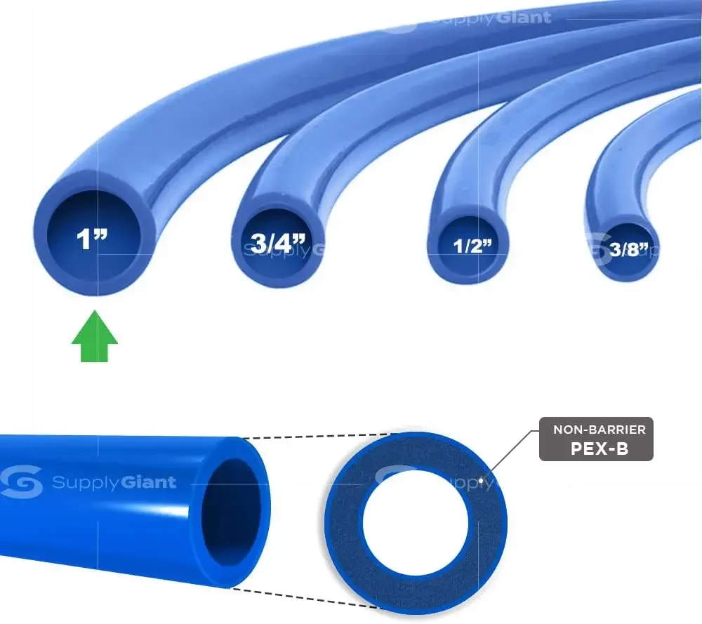 Supply Giant PEX-B Pipe 1 In x 300 Ft Blue Tubing for Cold Water Plumbing, Potable Water Line for Home Improvement, Indoor/Outdo