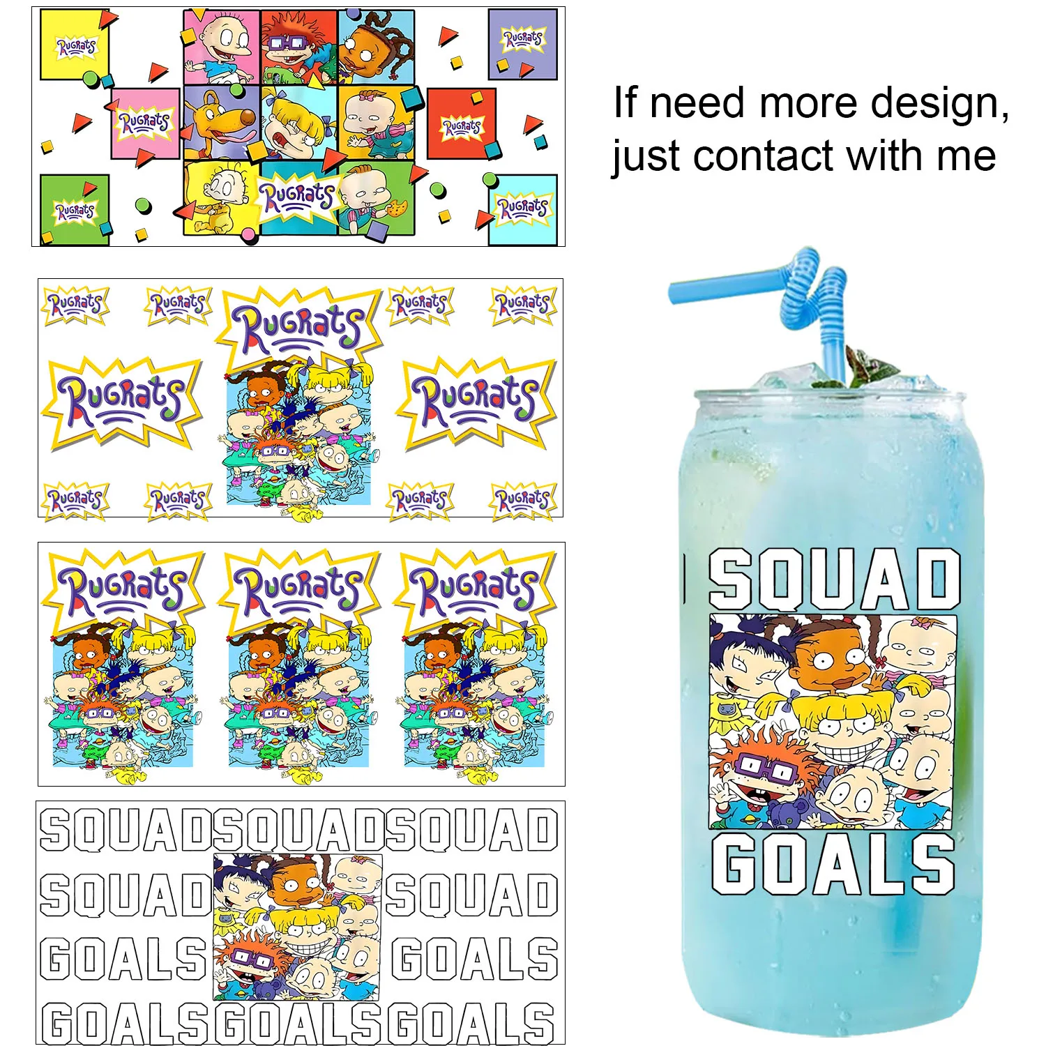 1/5pcs Bundle Kids Cartoon Artwork UV DTF Print Sticker DIY Decals 3D transfers uvdtf stickers 16oz uv dtf cup wraps