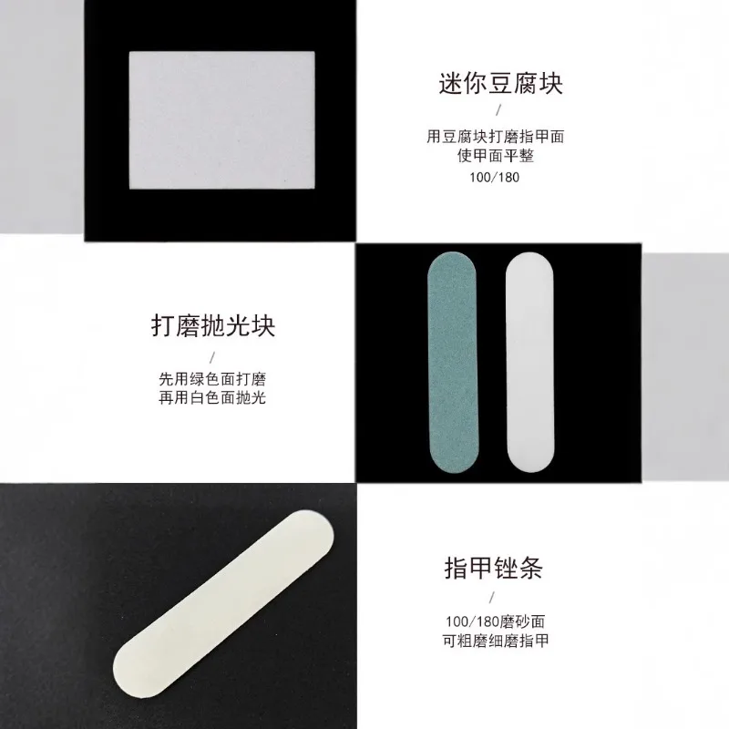 5-Piece Nail Art Tool Kit - Mini Buffing Blocks, Short Nail Files, Wooden Sticks & Horn Brushes for Manicure/Pedicure