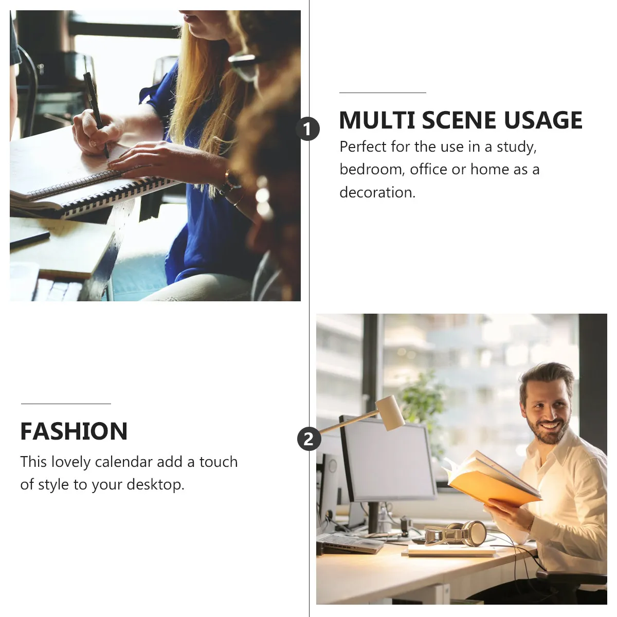 

1Pcs 2021 English Edition Foldable Desk Calendar with Two Holes Premium Paper Tabletop Calendar for Office Home Bedroom Desktop