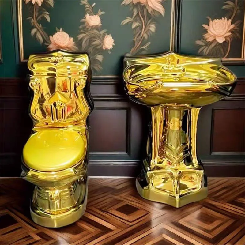 

Hit Product Golden Luxury Bathroom Sanitary Ware Suite Wc One Piece Ceramic Commode Basin Toilet Bowl Gold Toilet golden toilet