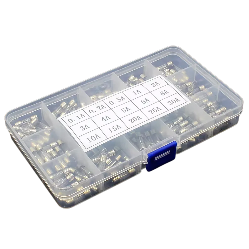 150PCS 5x20 Fast-blow Glass Tube Fuses Assorted Kit 0.1A-30A Car Household Fuses with Box 15 Kinds fusiveis