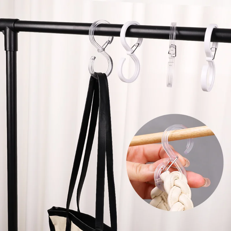 10/1PCS Windproof S-Shape Hooks With Buckle Home Kitchen Pot Rack Bedroom Bags Clothes Towels Closet Rod Plastic Hanger Hooks