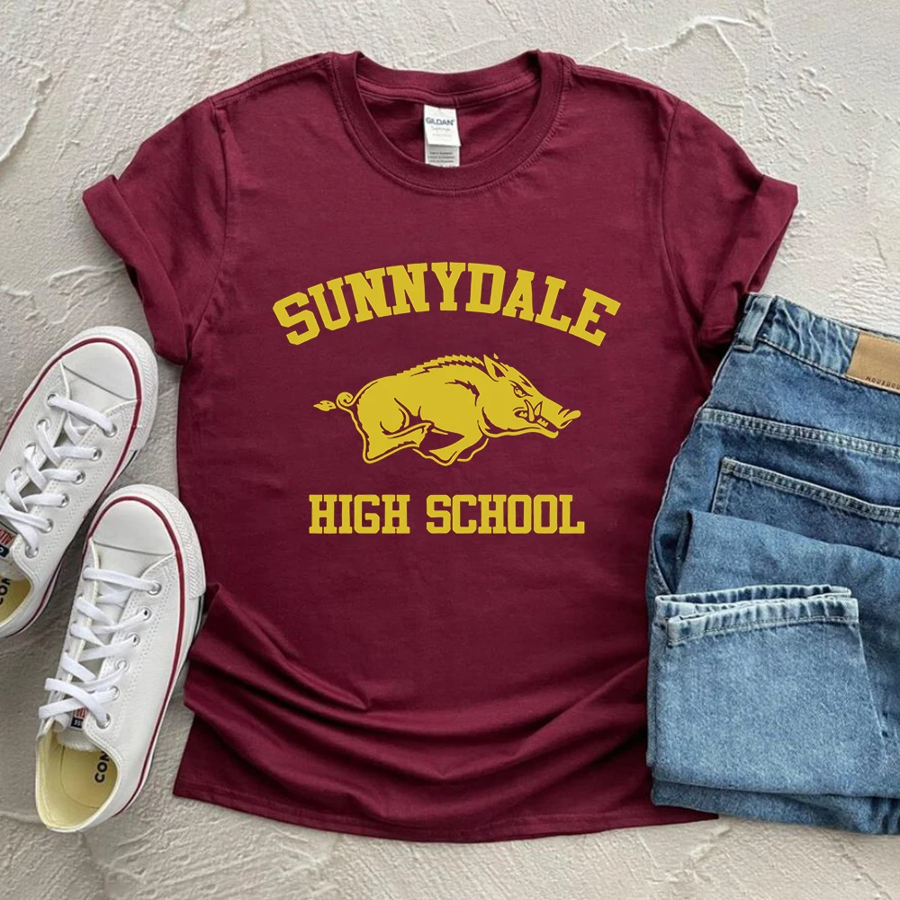 

Футболка Sunnydale для старшей школы, винтажная хипстерская футболка с коротким рукавом в стиле унисекс с изображением рассеянного вампира, Sunnydale