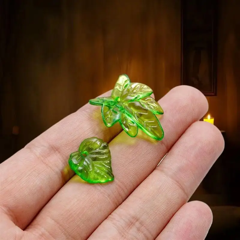 10-100pcs Green Acrylic Leaf Charms Leaves Beads Pendants Home Decor Hanging Crafts