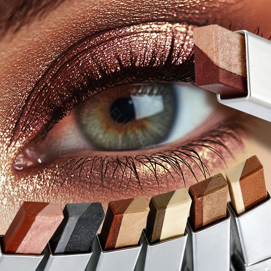 Two Color Gradient Eye Shadow Stick 6 Colors Three Dimensional Natural Without Taking Off Makeup for Gifts Brown Eye Cosmeitcs