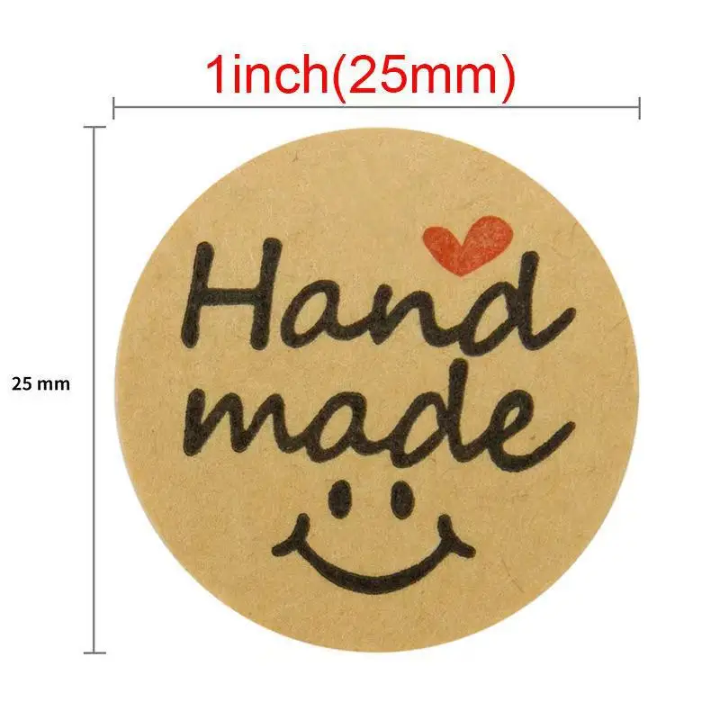 Multiple Styles 500 Labels per roll Round Natural Kraft Sticker seal labes Hand Made With Love Stickers Paper Stationery sticker