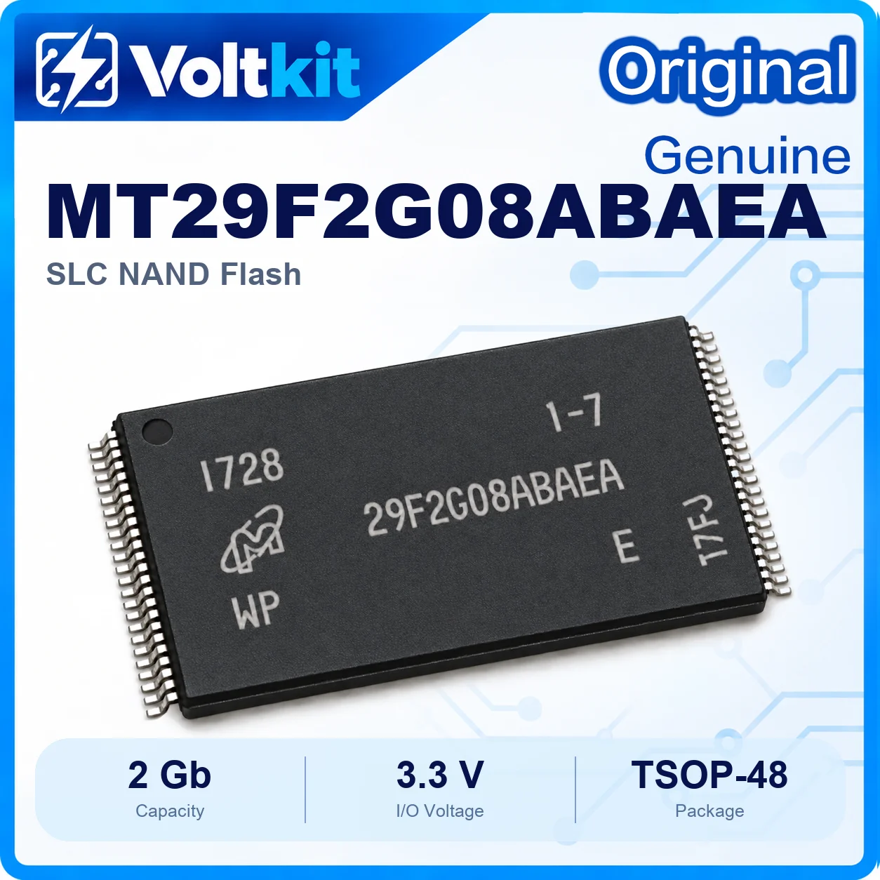 5PCS MT29F2G08ABAEAWP:E MT29F2G08ABAEAWP MT29F2G08ABAEA TSOP-48 2Gb SLC NAND Flash Memory IC Micron