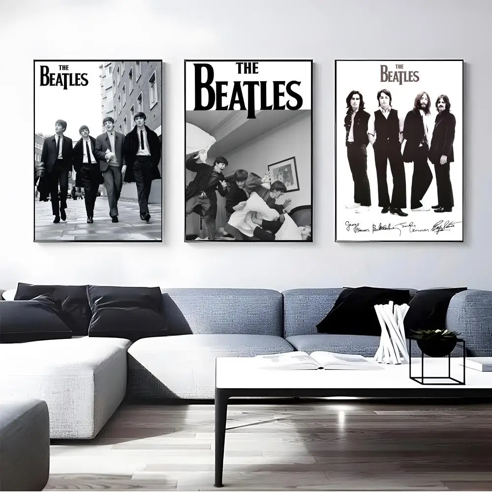 Band The Beatles Poster Self-adhesive Art Waterproof Paper Sticker Coffee House Bar Room Wall Decor