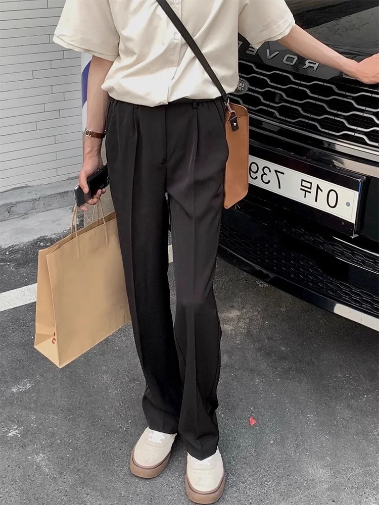

Men's Straight Leg Loose Fit Casual Pants Spring Summer Drapey Bla Wide Leg Floor Length Trousers Faionable All-Match