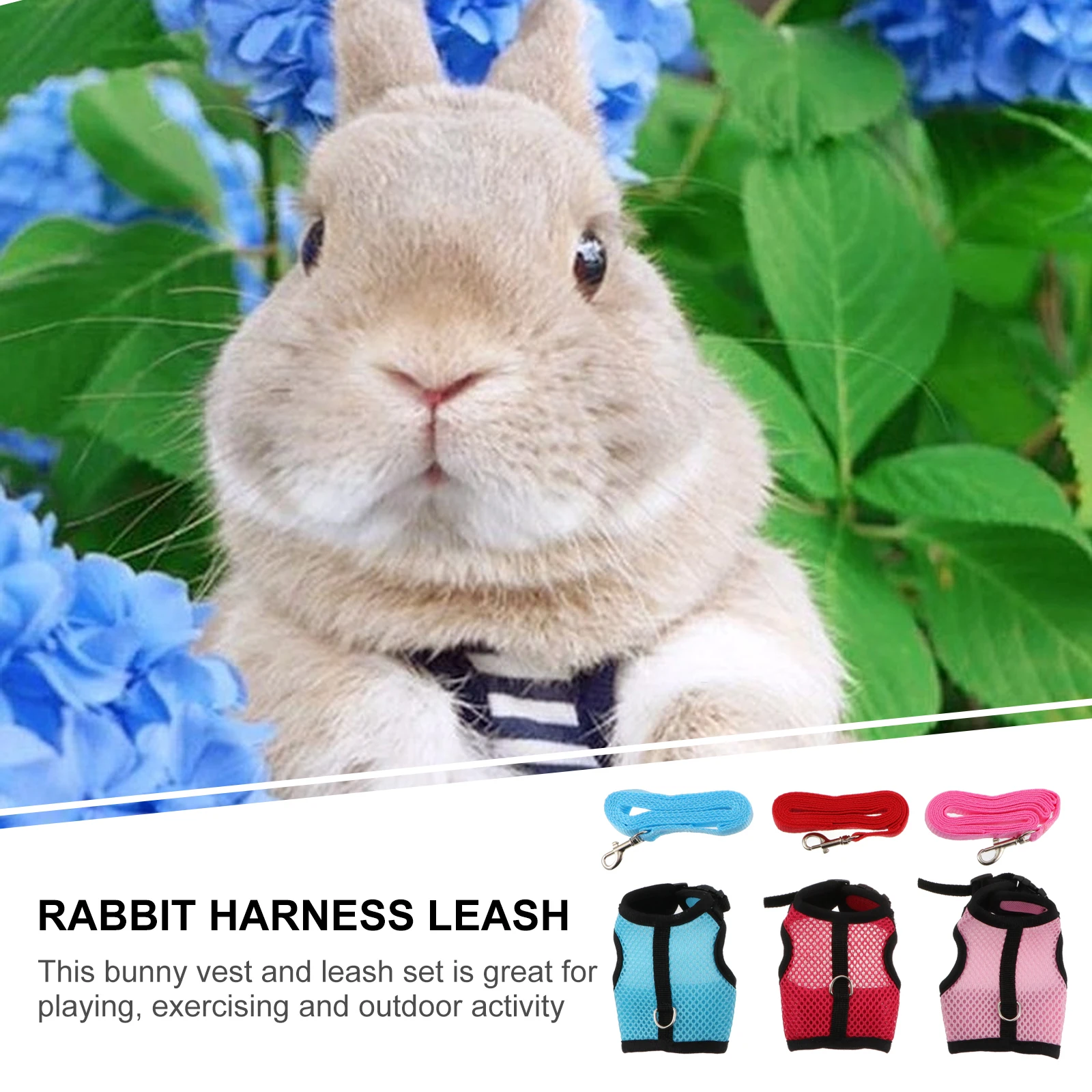 

Pet Harness Leash Rabbit Vest Breathable Soft Wear Resistant for Playing Exercising Small Animal Supplies Rabbit Harness Leash