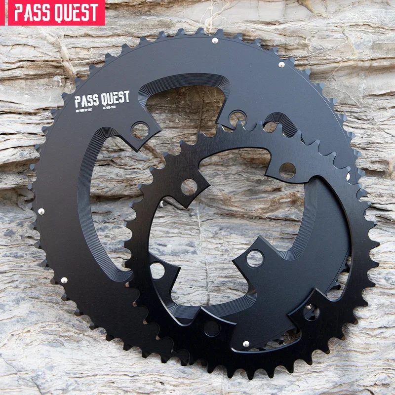 PASS QUEST 110BCD  2X Sprocket  for R8000 R7000 UT105 AERO crankshaft  9-11 speed  46T 48T 50T 52T Round black