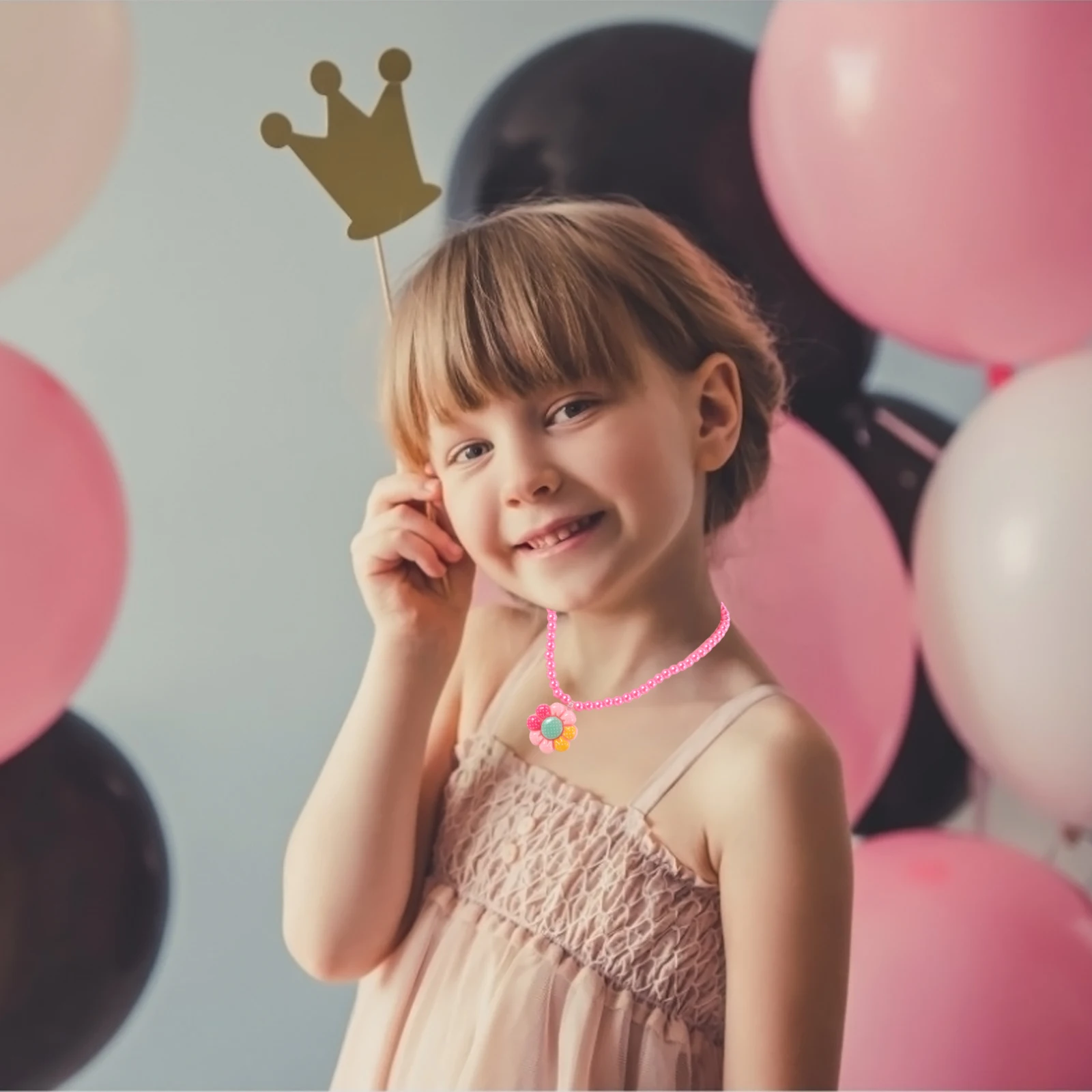 

2 set Cartoon Flower Necklace Bracelet Set Kids Jewelry Gift Party Favor For Girls Birthday Christmas Masquerade Dress Costume