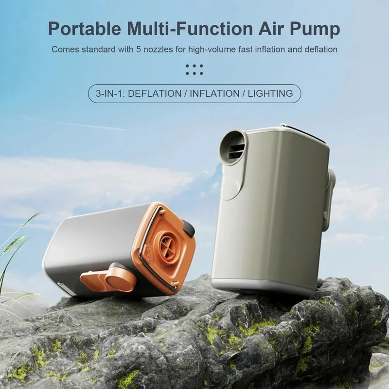 1300mAh Rechargeable Portable Air Pump with Camping Light Cordless Mattress Pumps  Inflate Deflate Pumps for Outdoor Travel