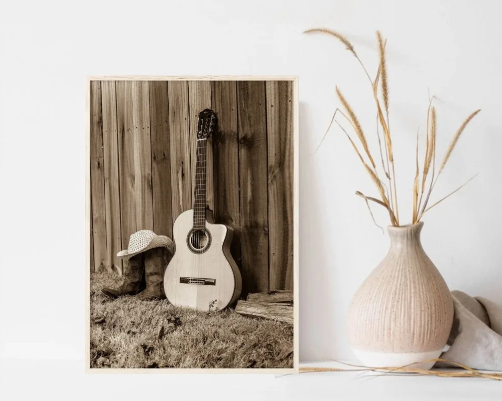 صورة منزل ريفي غربي ، ملصقات ومطبوعات بقر هايلاند ، فن جداري من قماش الكانفاس ، صورة لديكور غرفة المعيشة