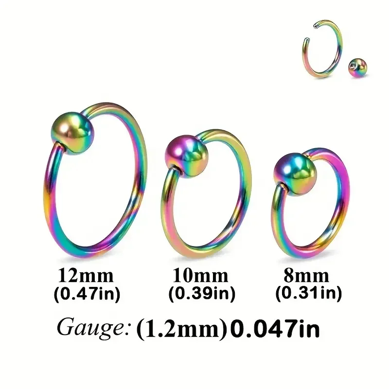 1Pcs Surgical Steel Captive Bead Ring Ear Hoop Nose Ring Ear Tragus Cartilalge Piercing Nipple Ring Body Jewelry Earring