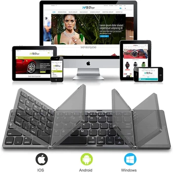 Portable Mini Tri-folding Wireless Bluetooth Keyboard Foldable Touchpad Keypad for IOS Android Windows iPad Tablet Laptop