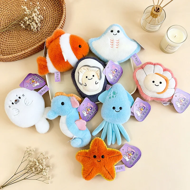 Cute Cartoon Plush Ocean Animal Stickers for Refrigerator Soft Decorative Seals Clownfish Starfish Scallops - Cartoon Animal The