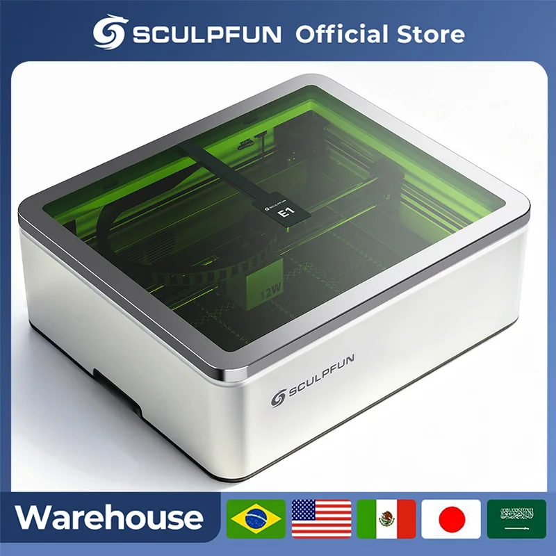SCULPFUN E1 Dual Enclosed Laser Engraver Diode IR Laser For All Materials DIY Crafts Woodworking Tool PowerfulHigh Speed Carving
