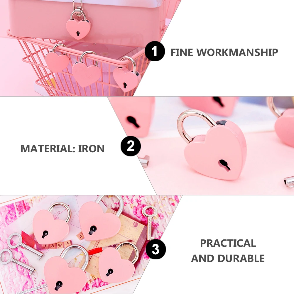

2 Pcs Heart Shaped Locks Mini Luggage Padlock Security Lock for Suitcase Drawer Cabinet Dormitory Door Multi Functional