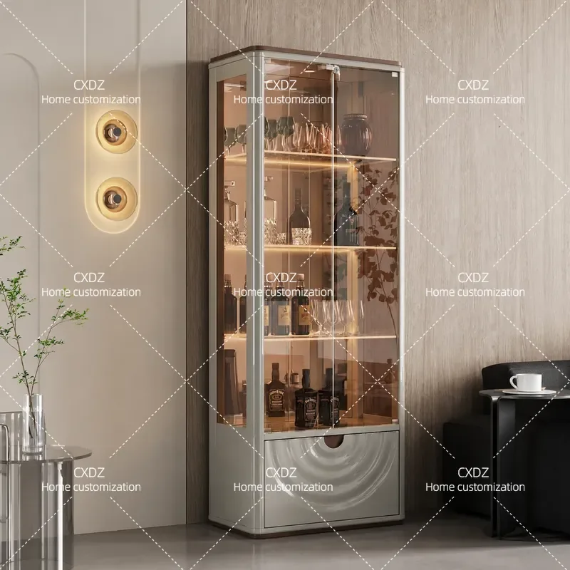 Italian light luxury glass wine cabinet living room wall display cabinet household wine rack modern simple locker storage