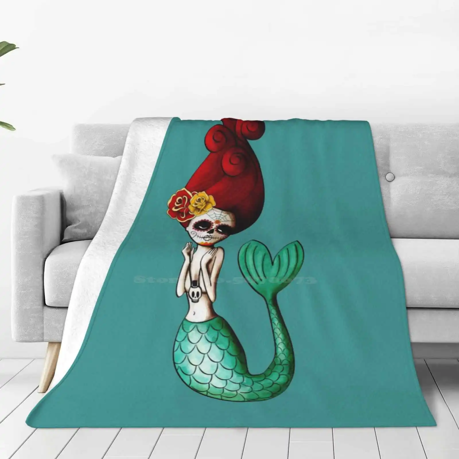 El Dia De Los Muertos Mermaid Creative Design Light Thin Soft Flannel Blanket Design Dia De Muertos Dia De Los Muertos Day Of