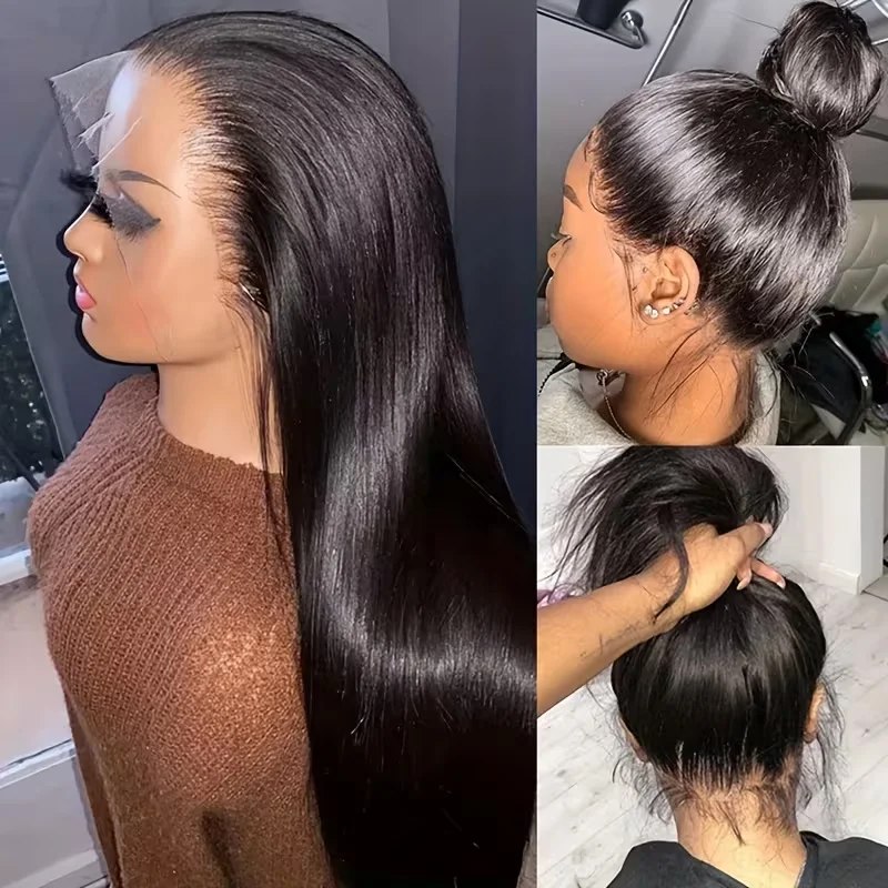 Bone Straight Brazilian Human Hair Wig 28 30 Inches 180 Density 13x4 13x6 HD lace front wig 360 Lace Wig Glueless Pre Plucked Hairline