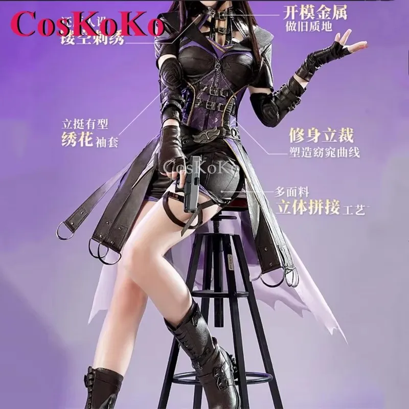 CosKoKo Leading Lady Cosplay Game Love And Deepspace Costume Dark Night Soft Walk Skin Dress Halloween Party Role Play Clothing