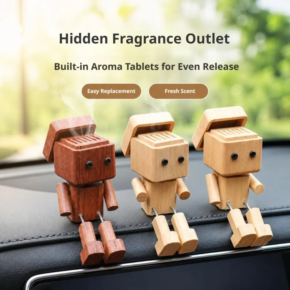 Wooden Car Air Freshener Figurine Cute Wobbly Ocean Scent Vent Clip Decorative Shaking Leg New Ornament Interior Friends Gift