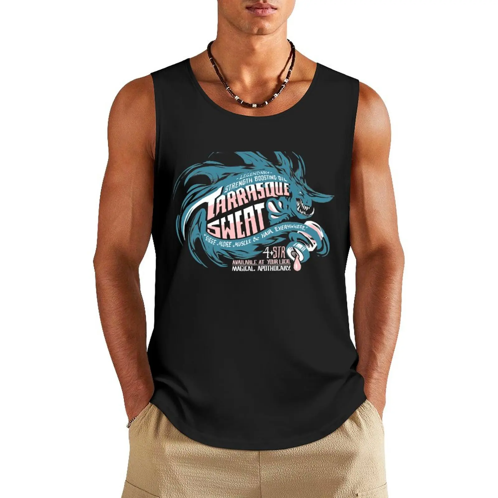 Tarrasque Sweat - Trans Pride Tank Top Sports shirt man bodybuilding t shirt muscular man Top