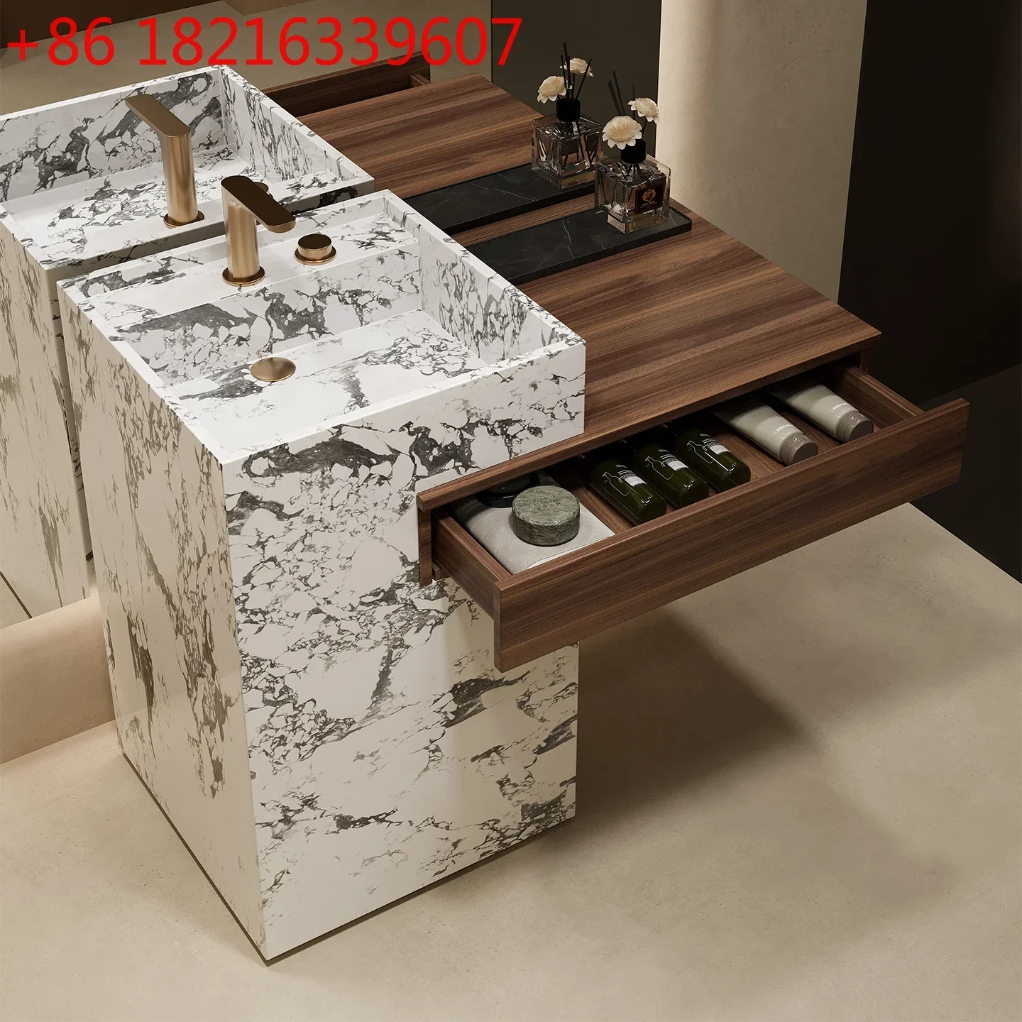 TAO Hotel Villa Travertine Slate Pillar Basin Washbasin Hand Pool Outdoor Bathroom Cabinet