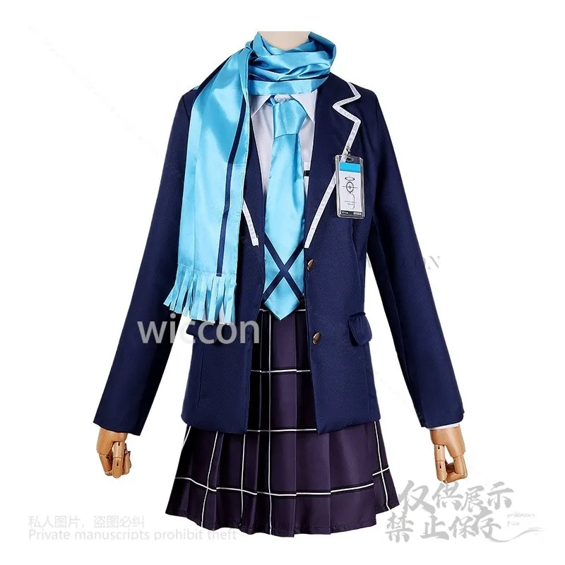 أنيمي لعبة الأزرق الأرشيف أنيمي Sunaokami Shiroko زي شعر مستعار آذان وشاح قفازات مجموعة كاملة JK زي مدرسي الزي حسب الطلب