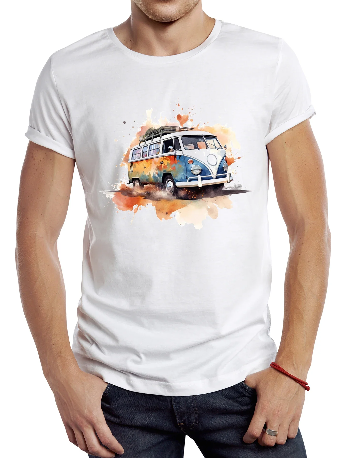 TEEHUB Retro Classic Bus Elegance of 1968 Men T Shirt Graphic Comporvan Sport Cloth Vintage Van Casual Tops Hipster Tee