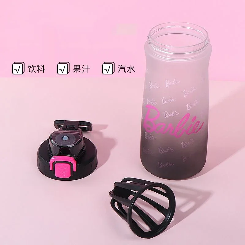 Genuine MINISO Kawaii Barbie Bottle Cartoon Pop Plastic Cup 1100mL Female High Value Large Capacity Summer Sport Water Bottle