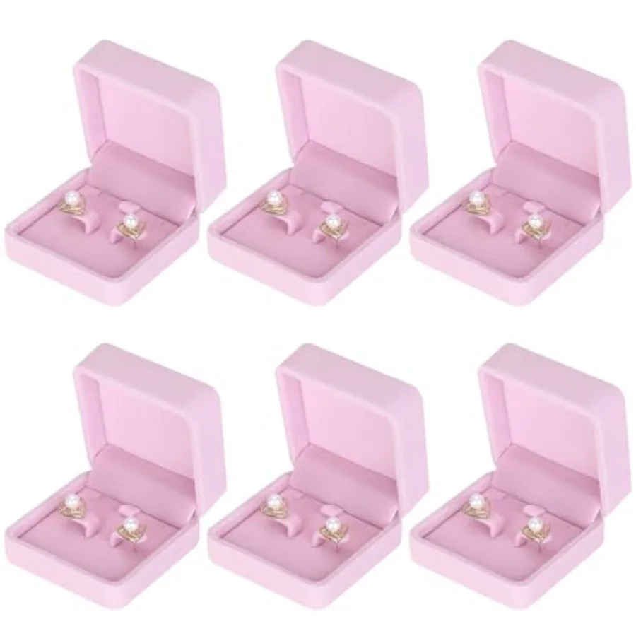 

6 Pieces Classic Velvet Jewelry Earring Gift Box for Stud Earring Necklace Pendant, Jewellry Earring Storage Display Case for W