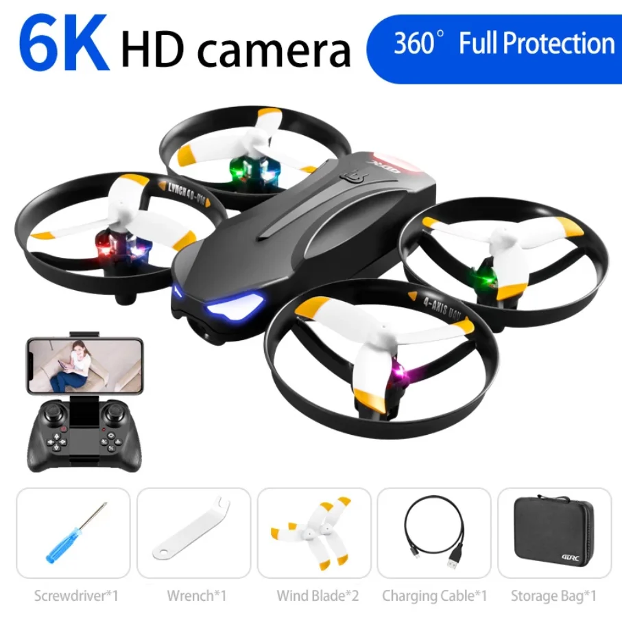 

Mini RC Drone 4K 6K Dual Camera HD Wifi Fpv PV16 hotography Quadcopter Portable Colorful Light Professional Drones Toys Boys