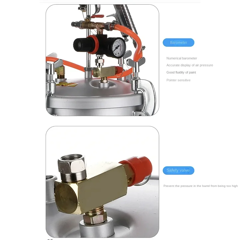 

Brand new 10L Lower Discharge Color Paint Spray Gun Pressure Cooker Tank Kit High Pressure Paint Pot Feed Spray 2.0mm No