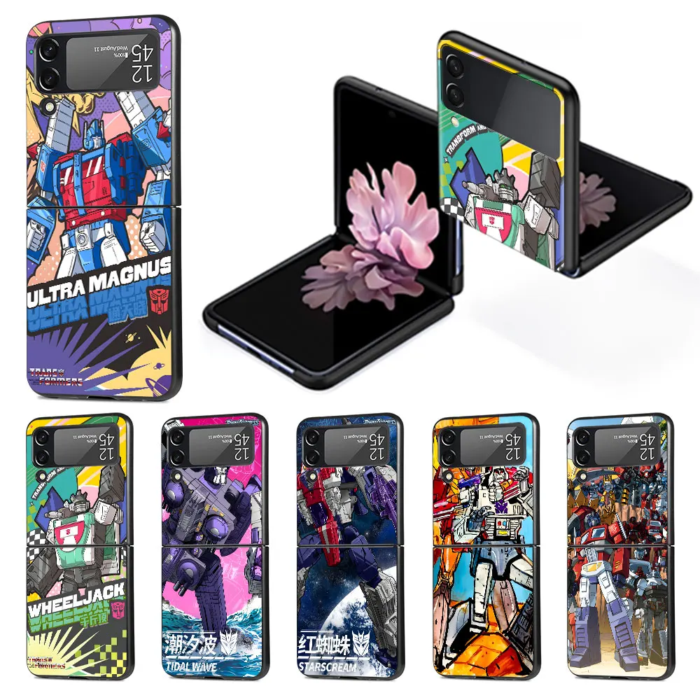 Autobot Transformers Case for Samsung Galaxy Z Flip4 Flip3 Black Cell Phone Cover Zflip4 Zflip3 Hard PC Fudna Capa Flip 4 3