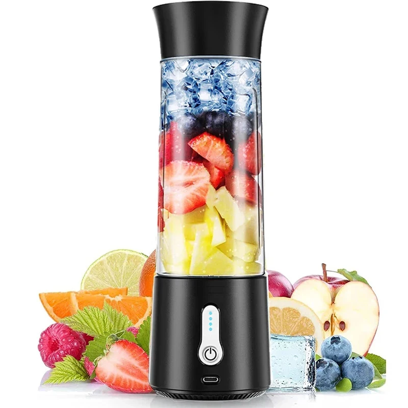 New Portable Blender Mini Handheld Fruit Mixer with 6 Blades Personal USB Rechargeable Juice Cup for Sports Trave Fruit M