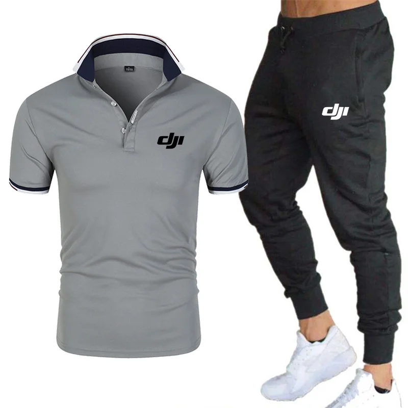 Monogrammed Men\'s Tracksuit, Polo Shirt + Pants, Summer Tracksuit, Jogging Pants, Street Wear, Top, Polo Shirt,Business Menswear