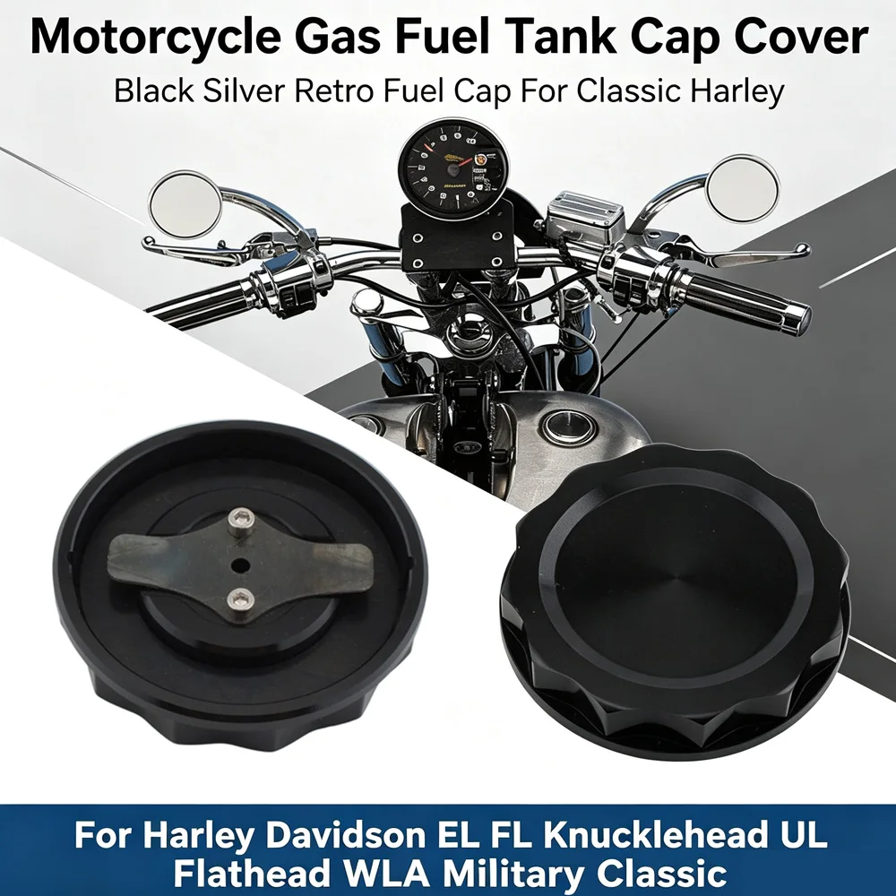 Motorcycle CNC Gas Fuel Tank Cap Cover For Harley Davidson EL FL Knucklehead UL Flathead WLA Military Classic