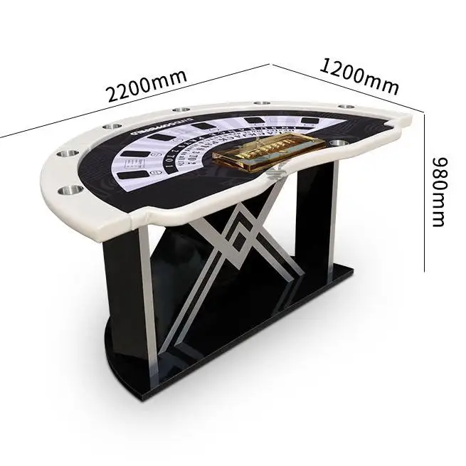 YH 86inch Standard Casino Custom Semicircle Blackjack Poker Table with Cup Holders MDF+Wood+PU Material 150kg